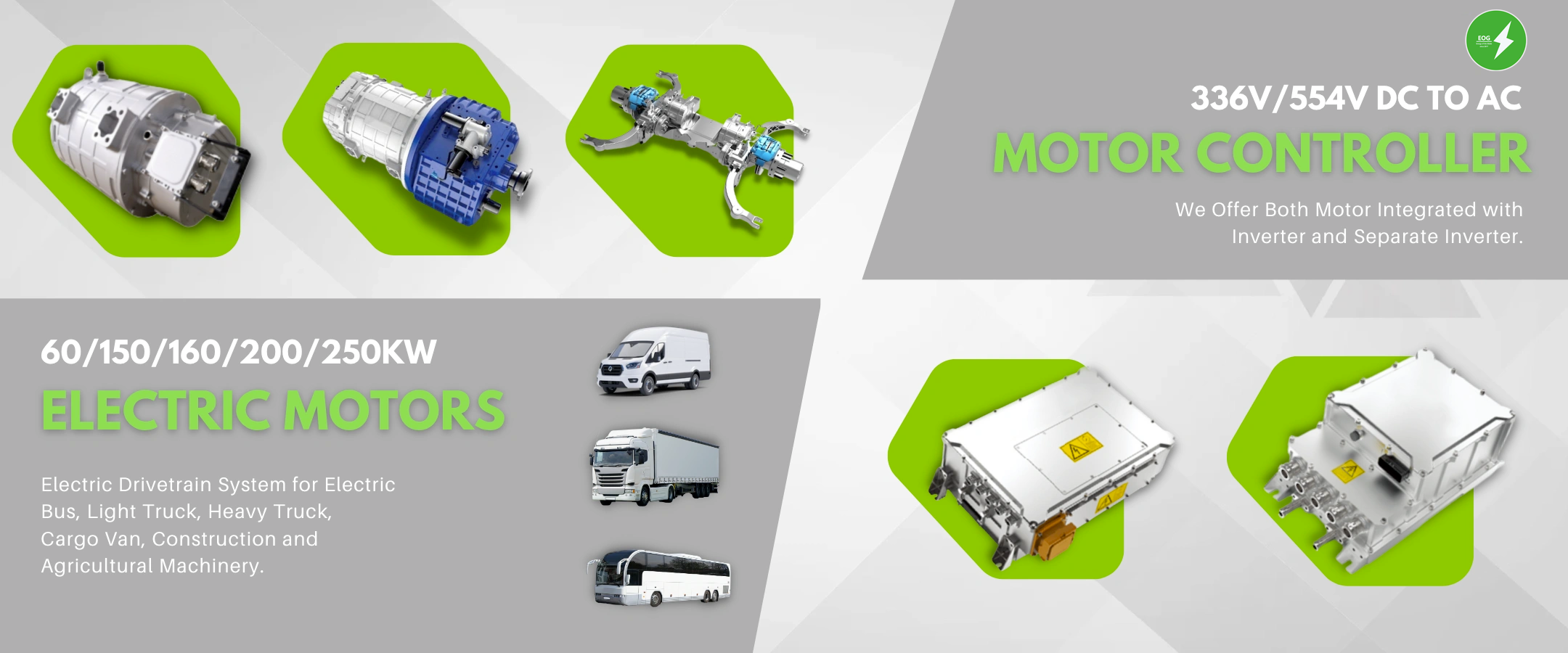 Electric drivetrain system motors and motor controller for electric bus truck cargo van and machinery